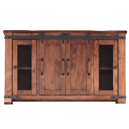 Brown Solid Wood Distressed Media Console