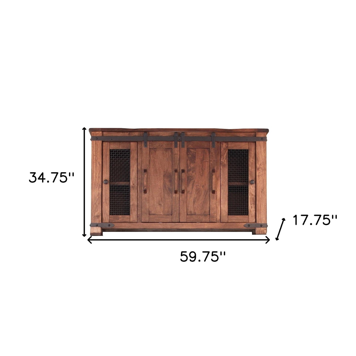 Brown Solid Wood Distressed Media Console
