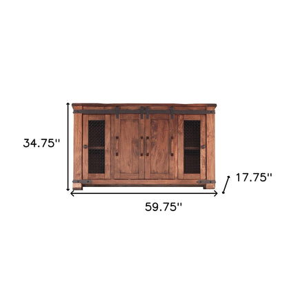 Brown Solid Wood Distressed Media Console