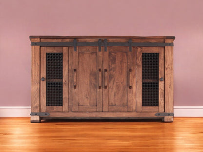 Brown Solid Wood Distressed Media Console
