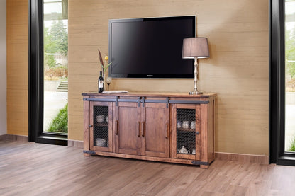 Brown Solid Wood Distressed Media Console