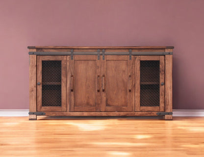 Brown Solid Wood Distressed Media Console