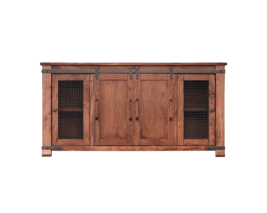Brown Solid Wood Distressed Media Console