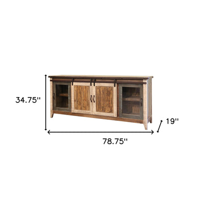 Brown Solid Wood Distressed Media Console