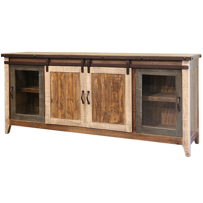 Brown Solid Wood Distressed Media Console