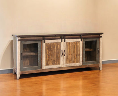 Brown Solid Wood Distressed Media Console