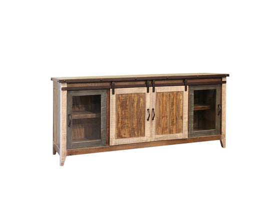 Brown Solid Wood Distressed Media Console