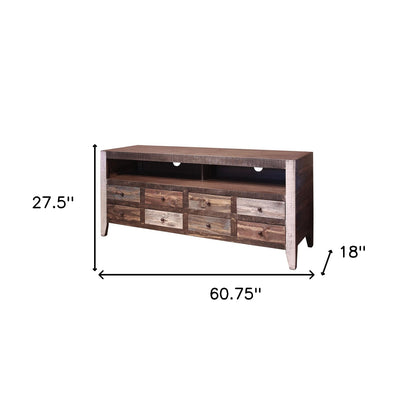 Brown Solid Wood Distressed Media Console