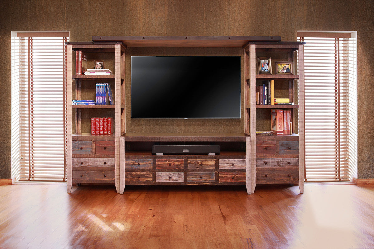Brown Solid Wood Distressed Media Console