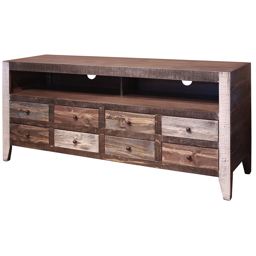Brown Solid Wood Distressed Media Console