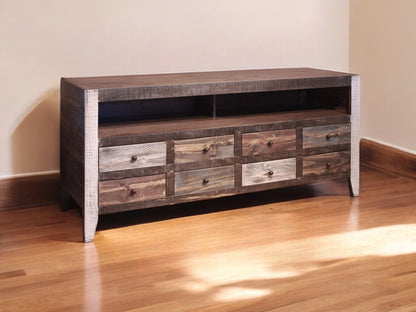 Brown Solid Wood Distressed Media Console