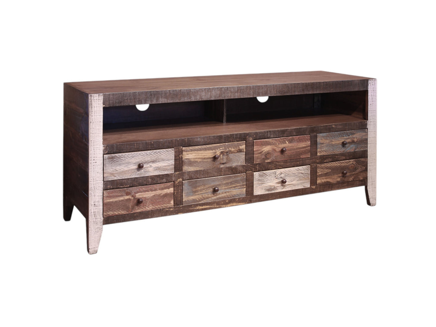 Brown Solid Wood Distressed Media Console