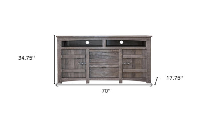 Grey Solid Wood Distressed Media Console