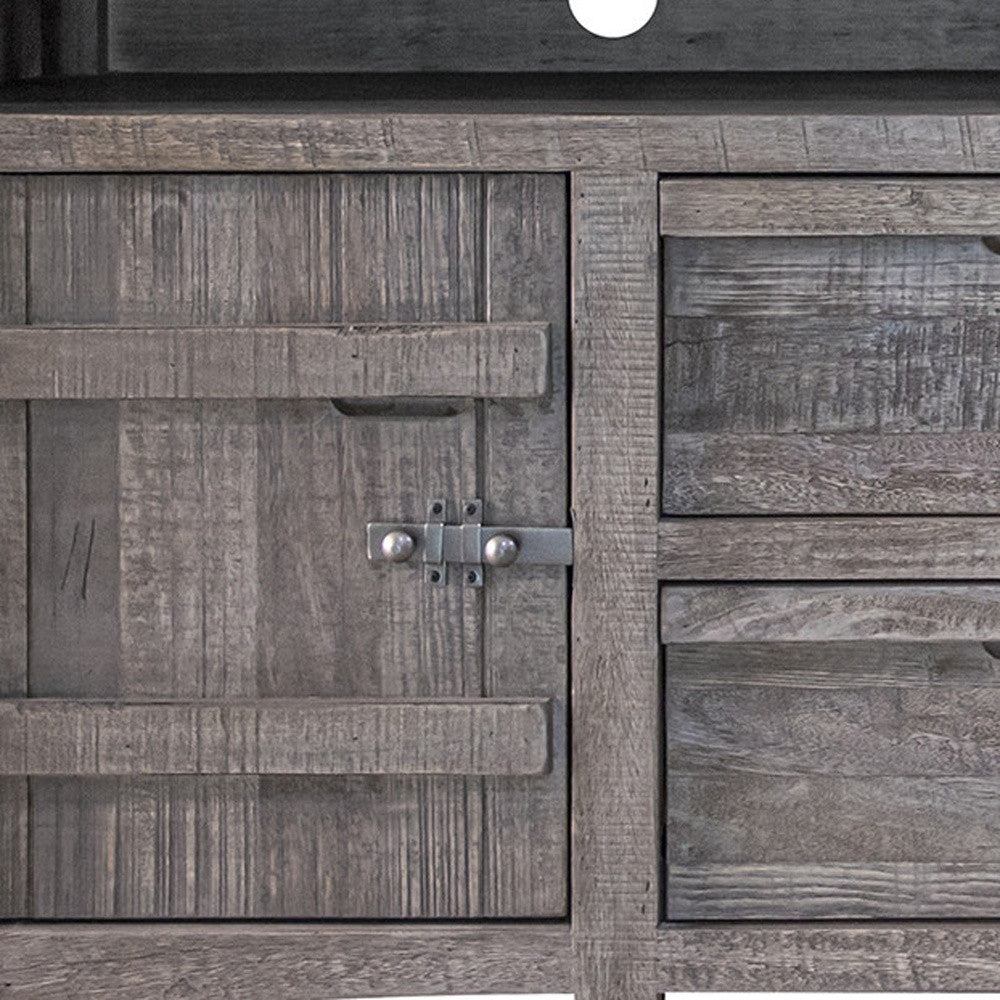 Grey Solid Wood Distressed Media Console