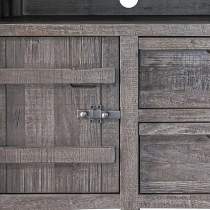Grey Solid Wood Distressed Media Console