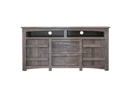Grey Solid Wood Distressed Media Console