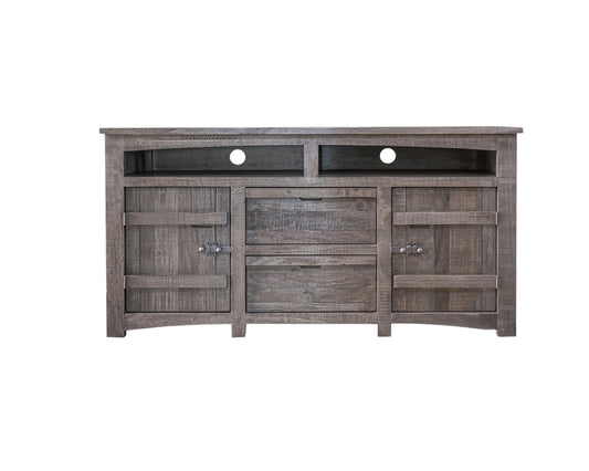 Grey Solid Wood Distressed Media Console