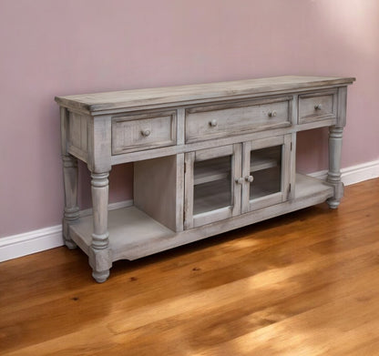 Desert Sand Solid Wood Distressed Media Console