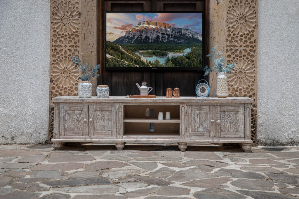Desert Sand Solid Wood Distressed Media Console