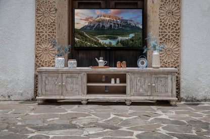Desert Sand Solid Wood Distressed Media Console