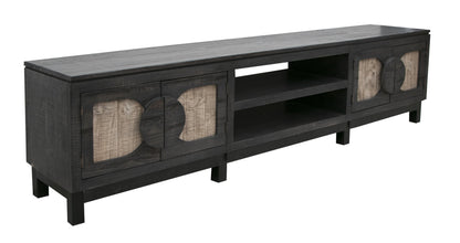 Black Solid Wood Distressed Media Console