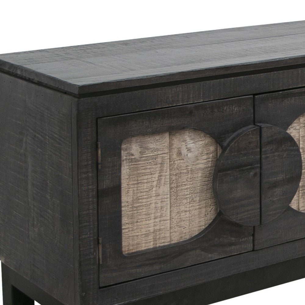 Black Solid Wood Distressed Media Console