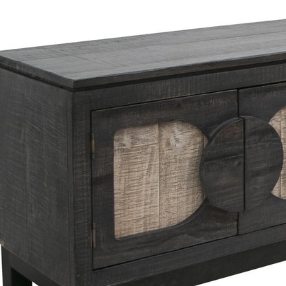 Black Solid Wood Distressed Media Console