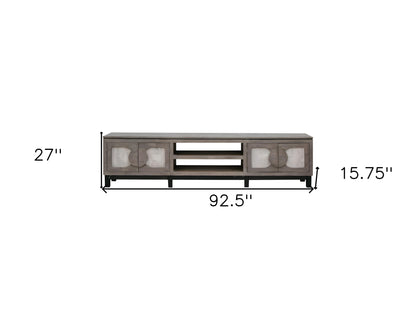 Grey Solid Wood Distressed Media Console