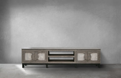 Grey Solid Wood Distressed Media Console