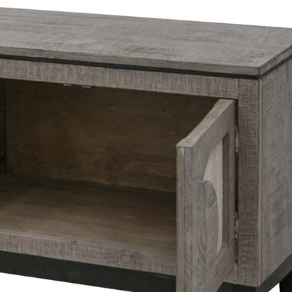 Grey Solid Wood Distressed Media Console