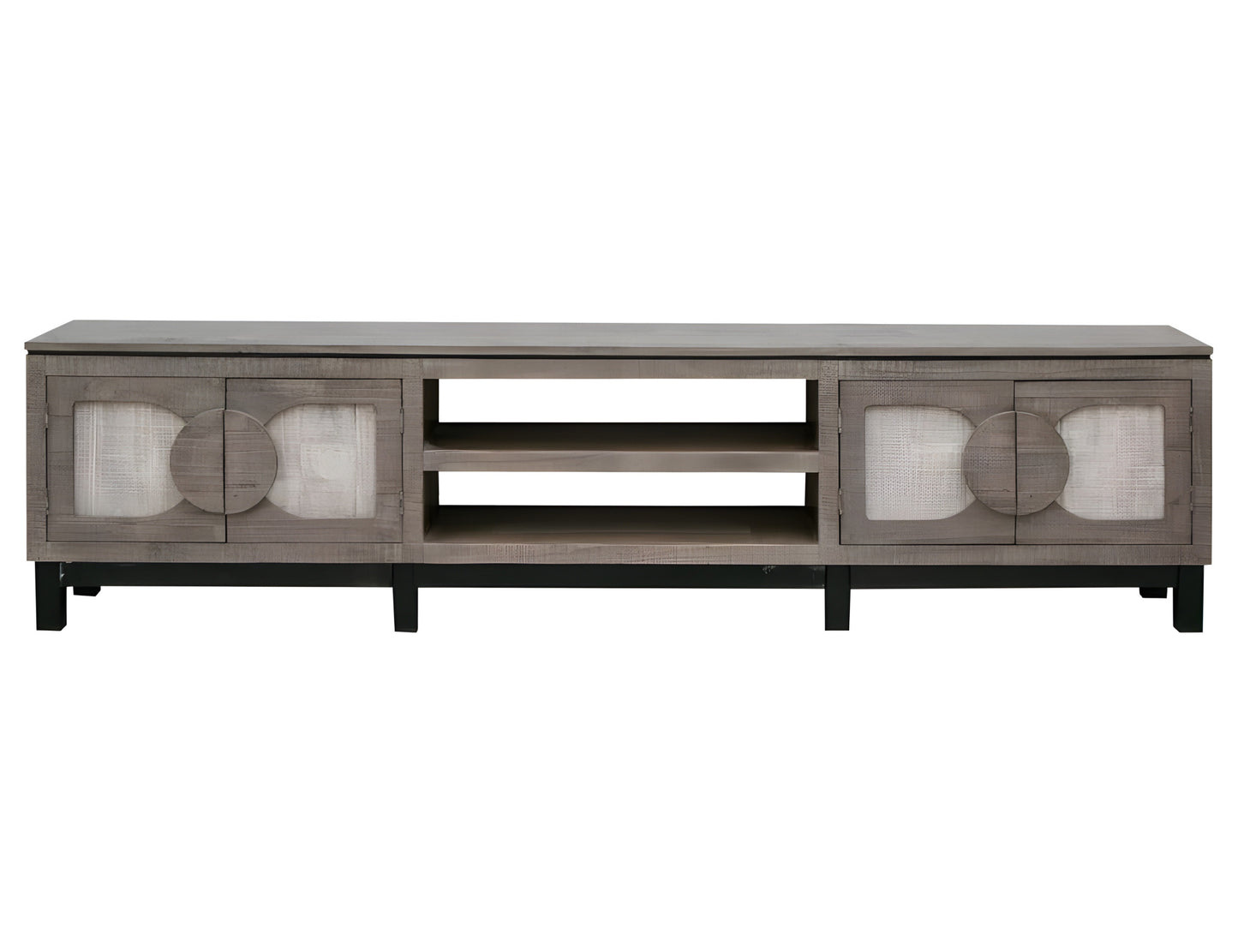 Grey Solid Wood Distressed Media Console