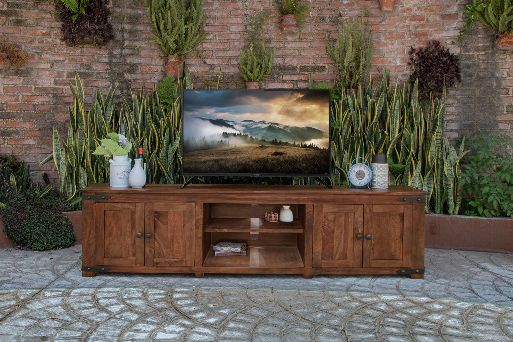 Brown Solid Wood Distressed Media Console