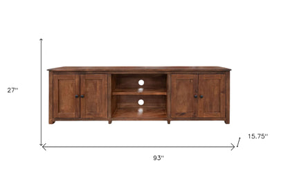 Brown Solid Wood Distressed Media Console