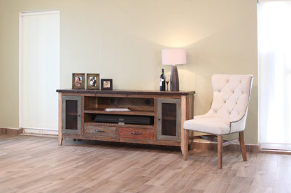 Brown Solid Wood Distressed Media Console