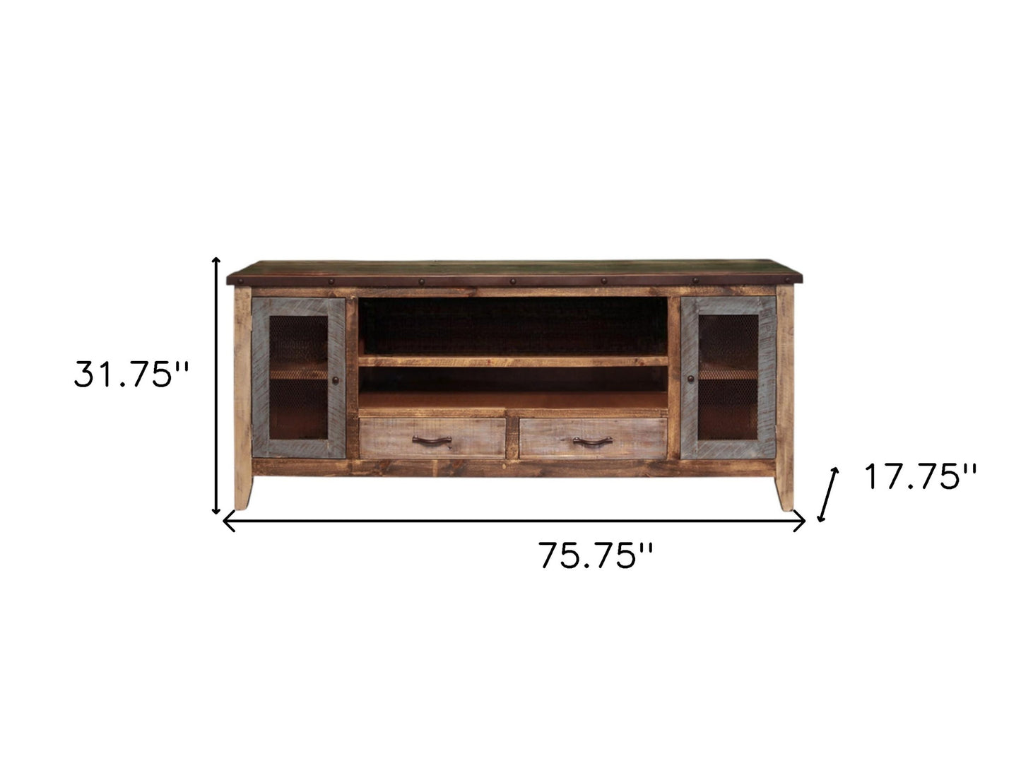 Brown Solid Wood Distressed Media Console
