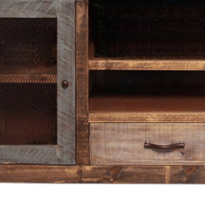 Brown Solid Wood Distressed Media Console