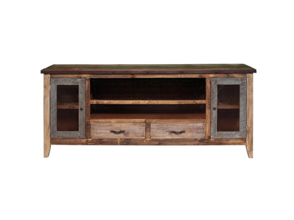 Brown Solid Wood Distressed Media Console