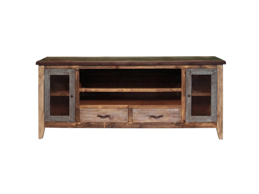 Brown Solid Wood Distressed Media Console