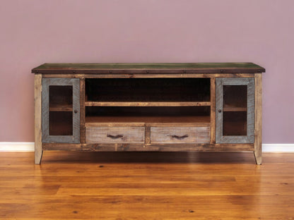 Brown Solid Wood Distressed Media Console