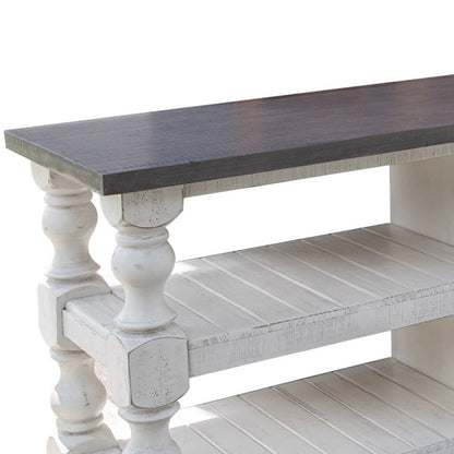 Grey & Ivory Solid Wood Distressed Media Console