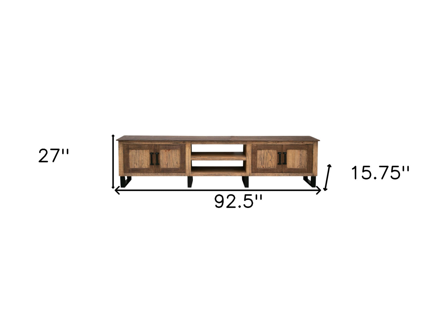 Brown Solid Wood Distressed Media Console