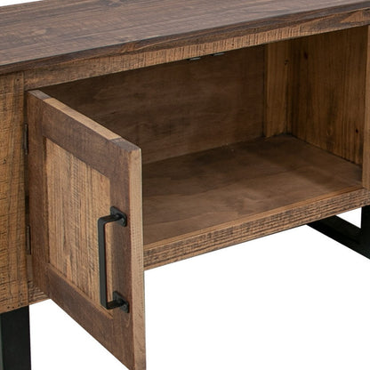 Brown Solid Wood Distressed Media Console