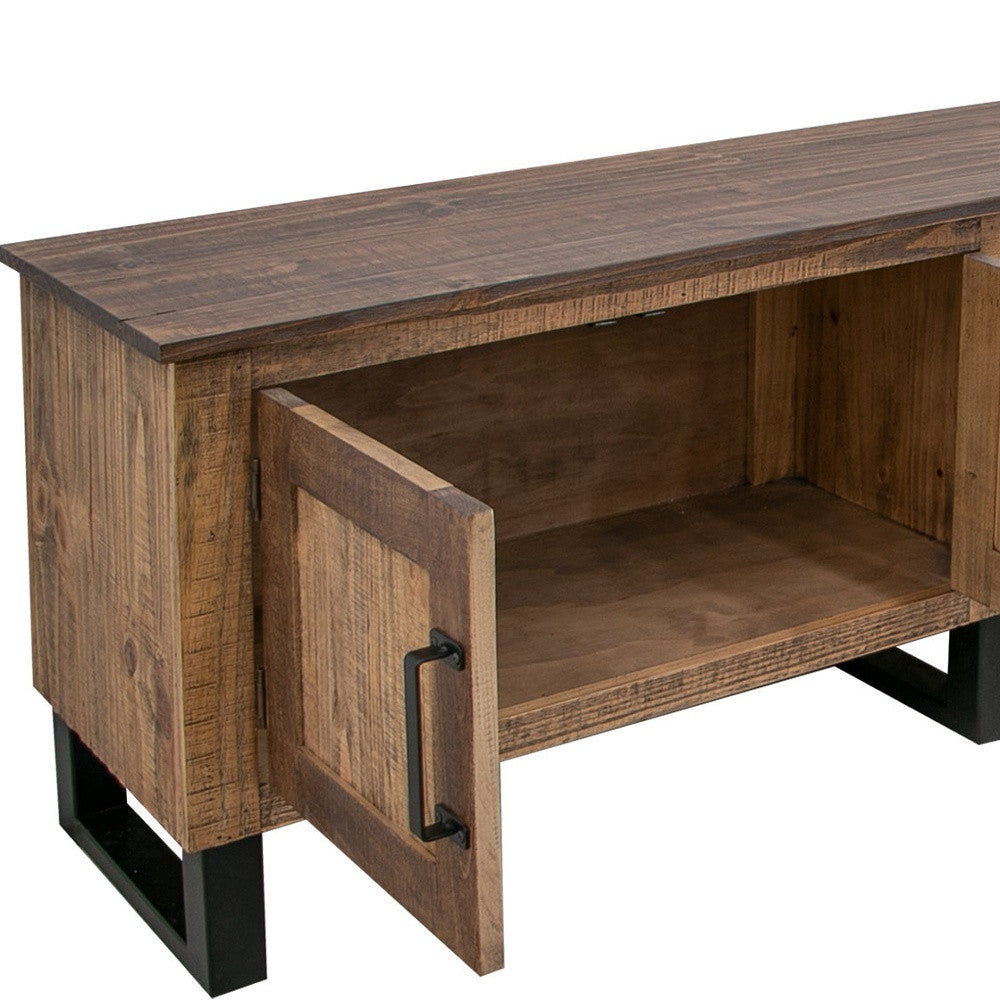 Brown Solid Wood Distressed Media Console