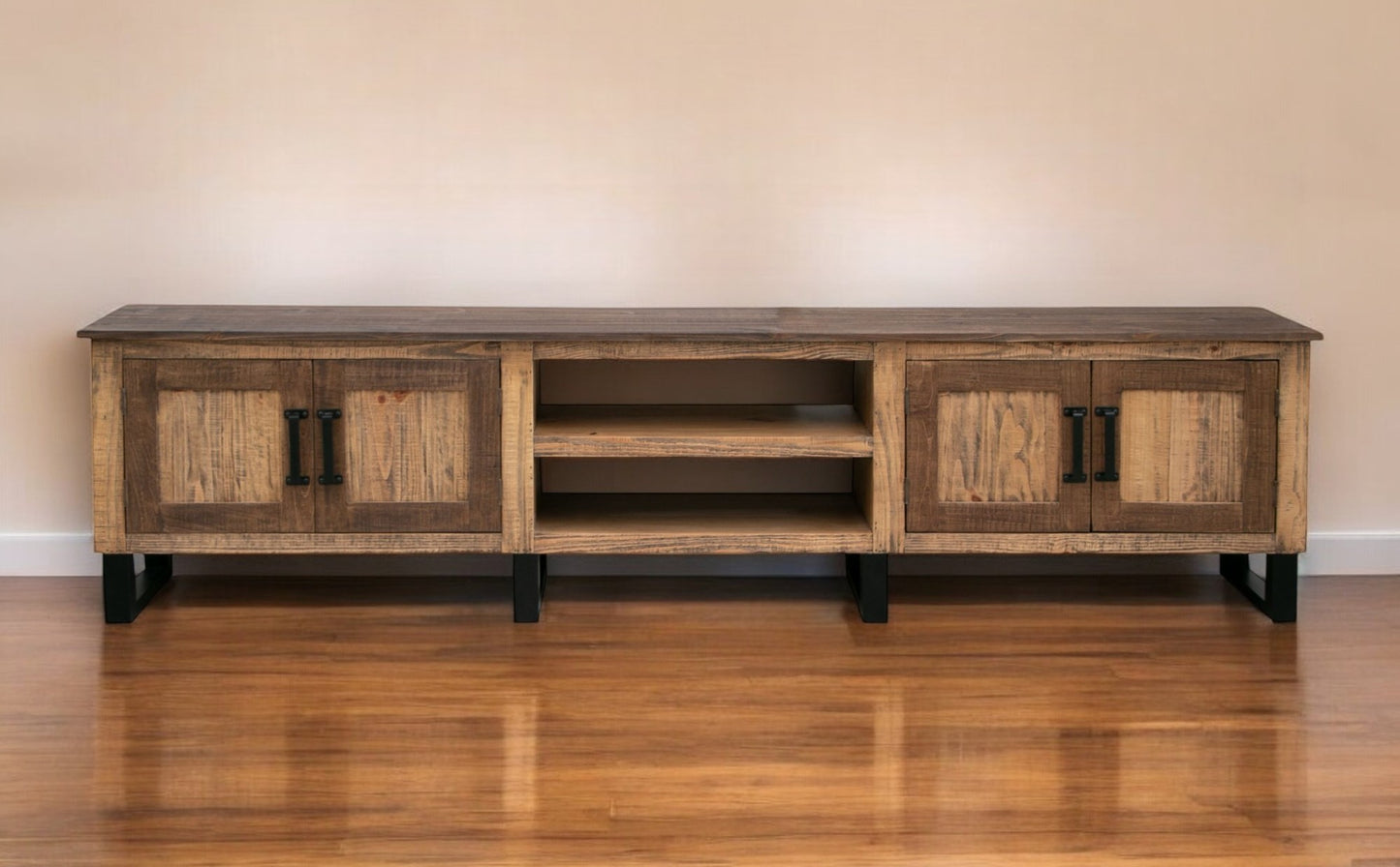 Brown Solid Wood Distressed Media Console