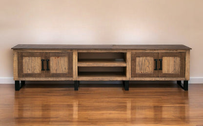 Brown Solid Wood Distressed Media Console