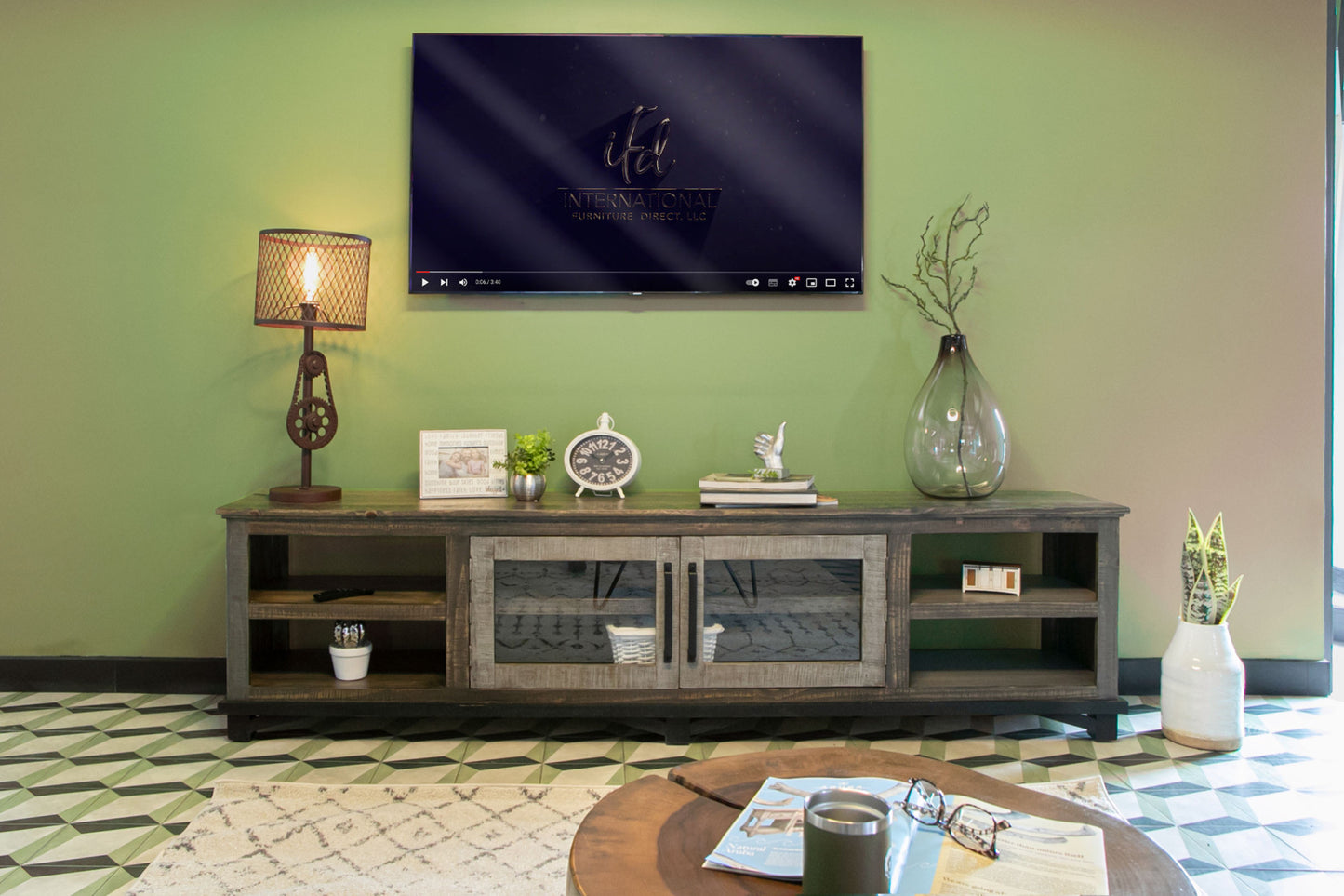 Brown Solid Wood Distressed Media Console