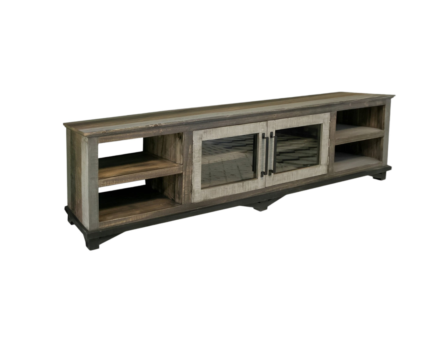 Brown Solid Wood Distressed Media Console