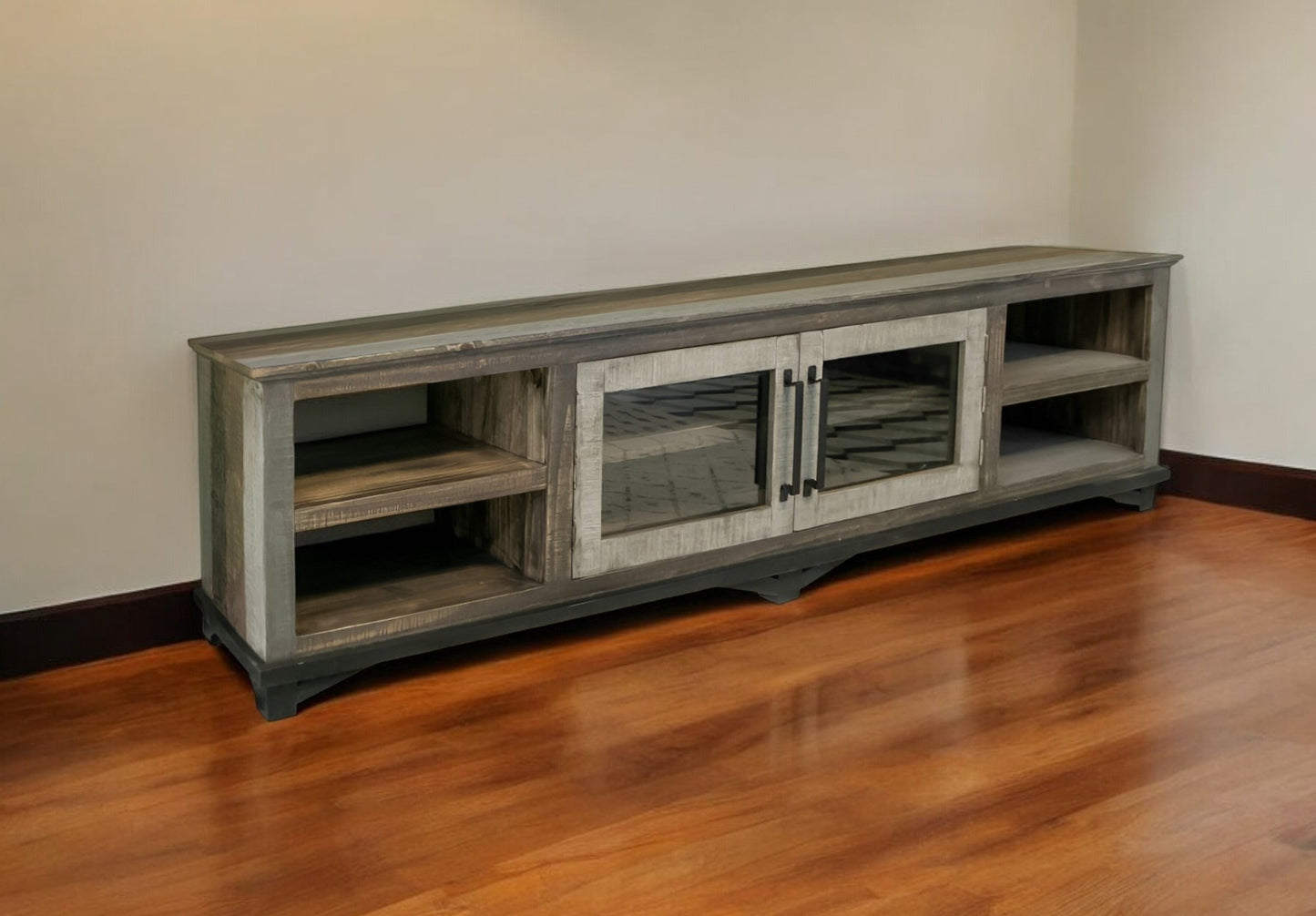 Brown Solid Wood Distressed Media Console