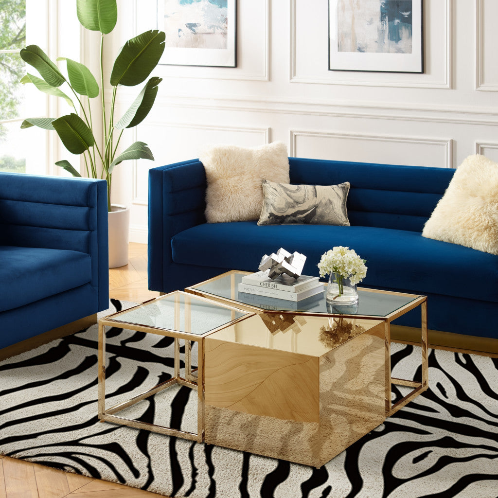 Clear & Gold Glass & Stainless Steel Bunching Coffee Tables