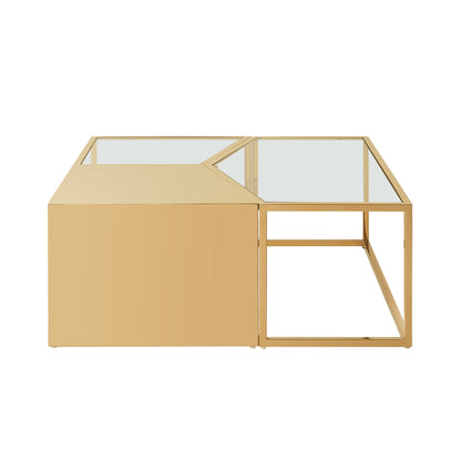 Clear & Gold Glass & Stainless Steel Bunching Coffee Tables